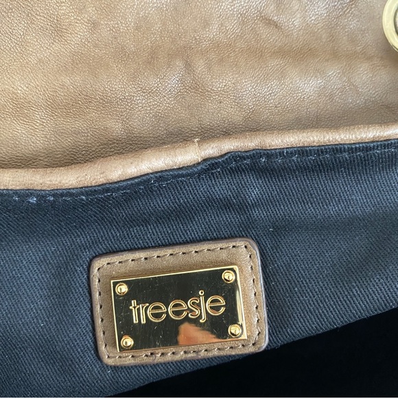 Treesje brown Quilted Gold Studded flap chain strap Crossbody Bag - Picture 13 of 14